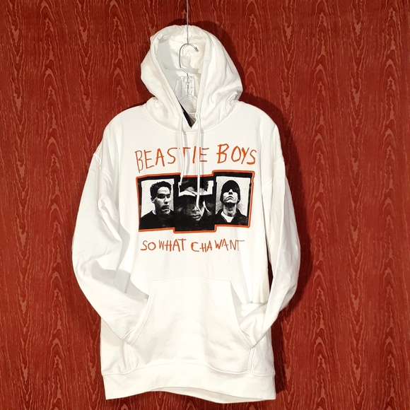 BEASTIE BOYS SO WHAT CHA WANT White Oversized Licensed Sweatshirt Hoodie UNISEX - Picture 2 of 9